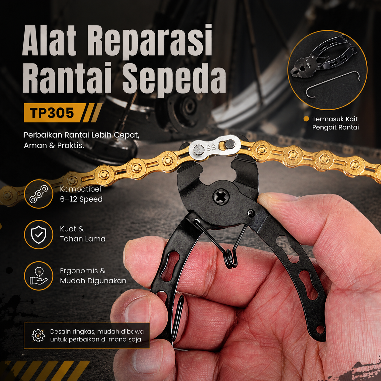 TOOPRE Alat Reparasi Rantai Sepeda Chain Repair Tool Quick Release TP305 Gambar produk TOOPRE Alat Reparasi Rantai Sepeda Chain Repair Tool Quick Release TP305 - Utama