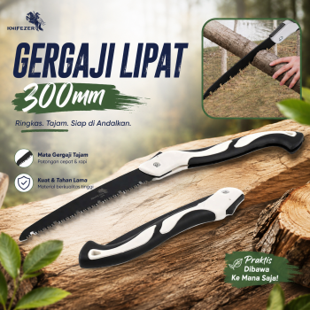 KNIFEZER Gergaji Lipat Portabel Folding Wood Hand Saw 300mm - LA146