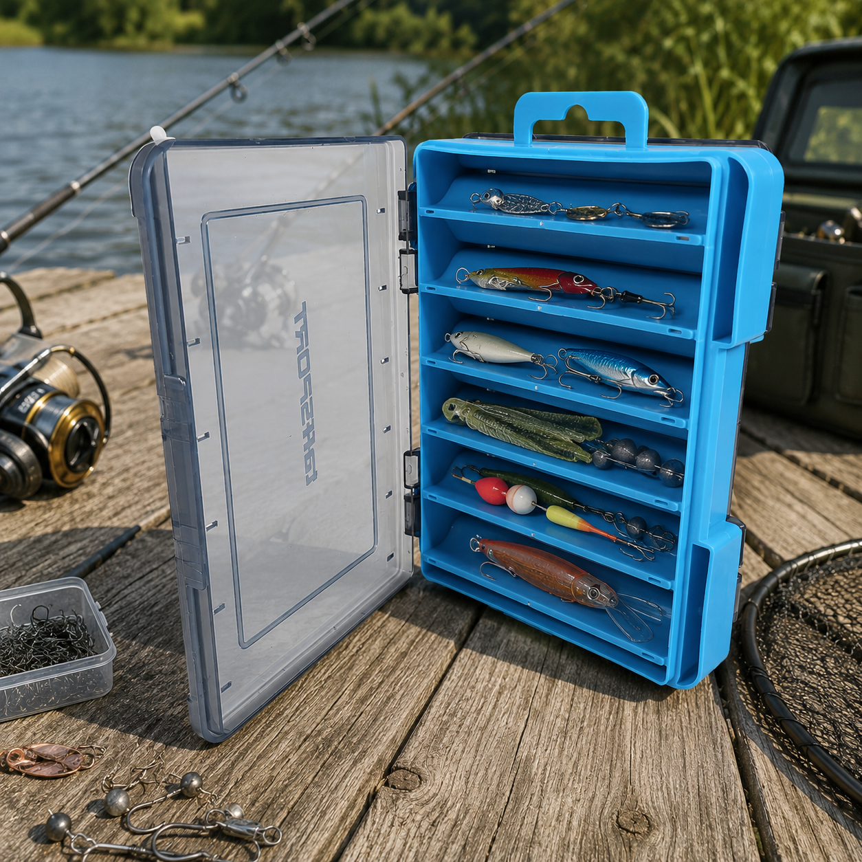 TaffSPORT Kotak Perkakas Pancing Kail Umpan Dua Sisi Tackle Box 12Grid - YR-12 Gambar produk TaffSPORT Kotak Perkakas Pancing Kail Umpan Dua Sisi Tackle Box 12Grid - YR-12 - 3