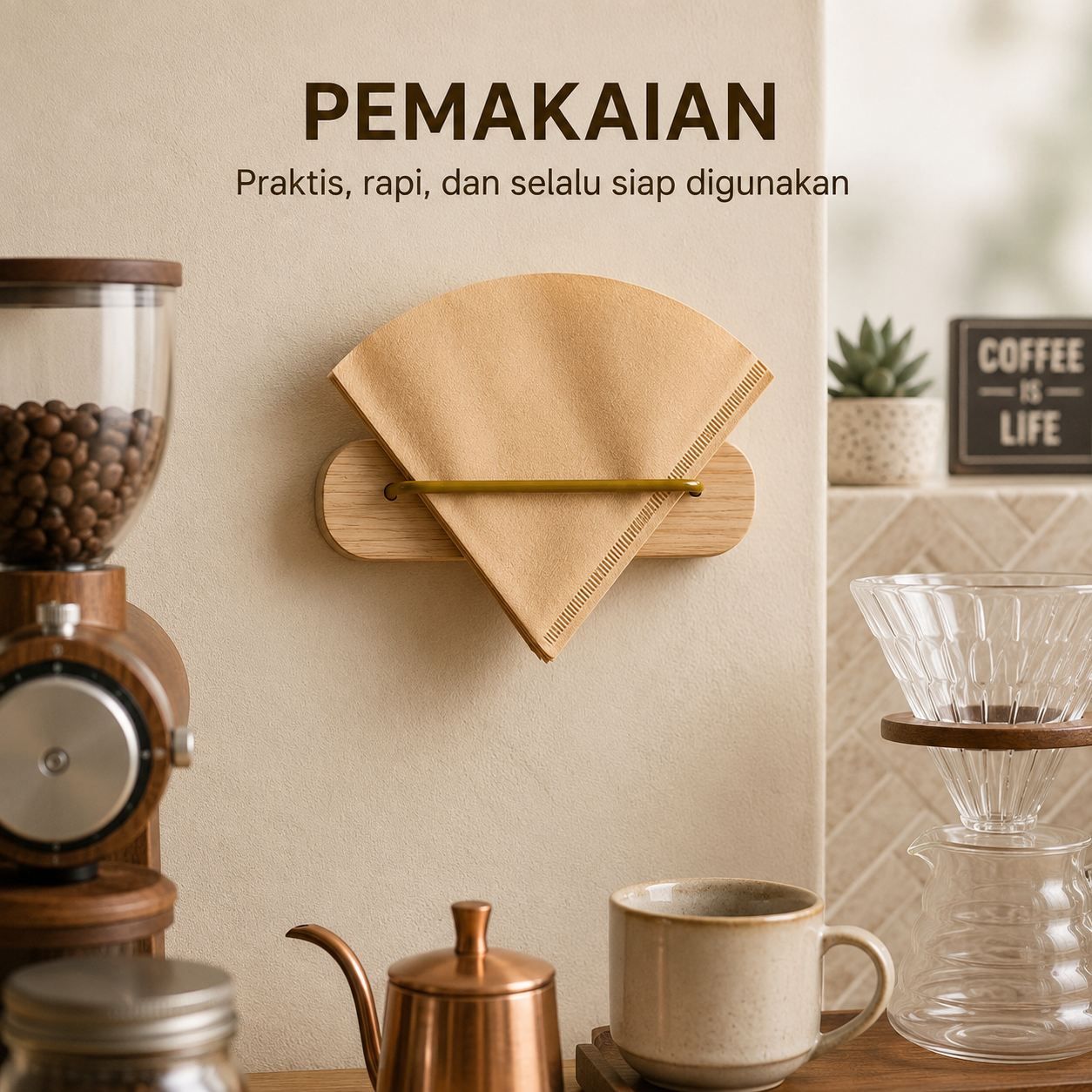 Gambar produk One Two Cups Tempat Filter Kertas Kopi Tray Wall Mounted Coffee Paper - ZJ0011 - 3