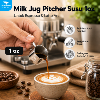 Gambar produk One Two Cups Milk Jug Pitcher Susu Latte Art Espresso Stainless Steel 1oz - S06HG