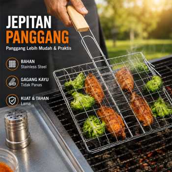Januel Jepitan Panggang Barbecue Net Foldable Grilling Portable BBQ - Jn59