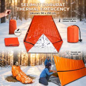 TaffSPORT Selimut Darurat Emergency Thermal Blanket Whistle 90x210cm - RM9