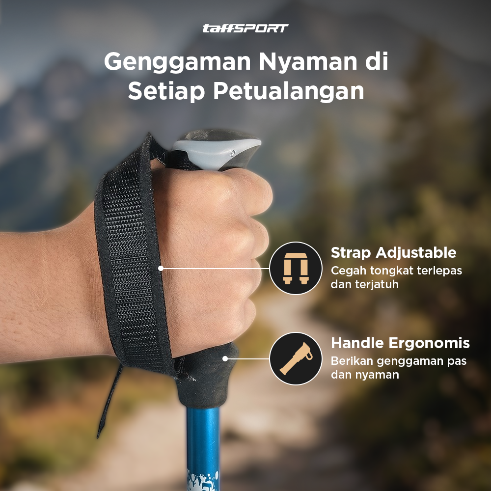 TaffSPORT Tongkat Hiking Lipat Trekking Pole Aluminium Alloy 130cm - TF13 Gambar produk TaffSPORT Tongkat Hiking Lipat Trekking Pole Aluminium Alloy 130cm - TF13 - 1
