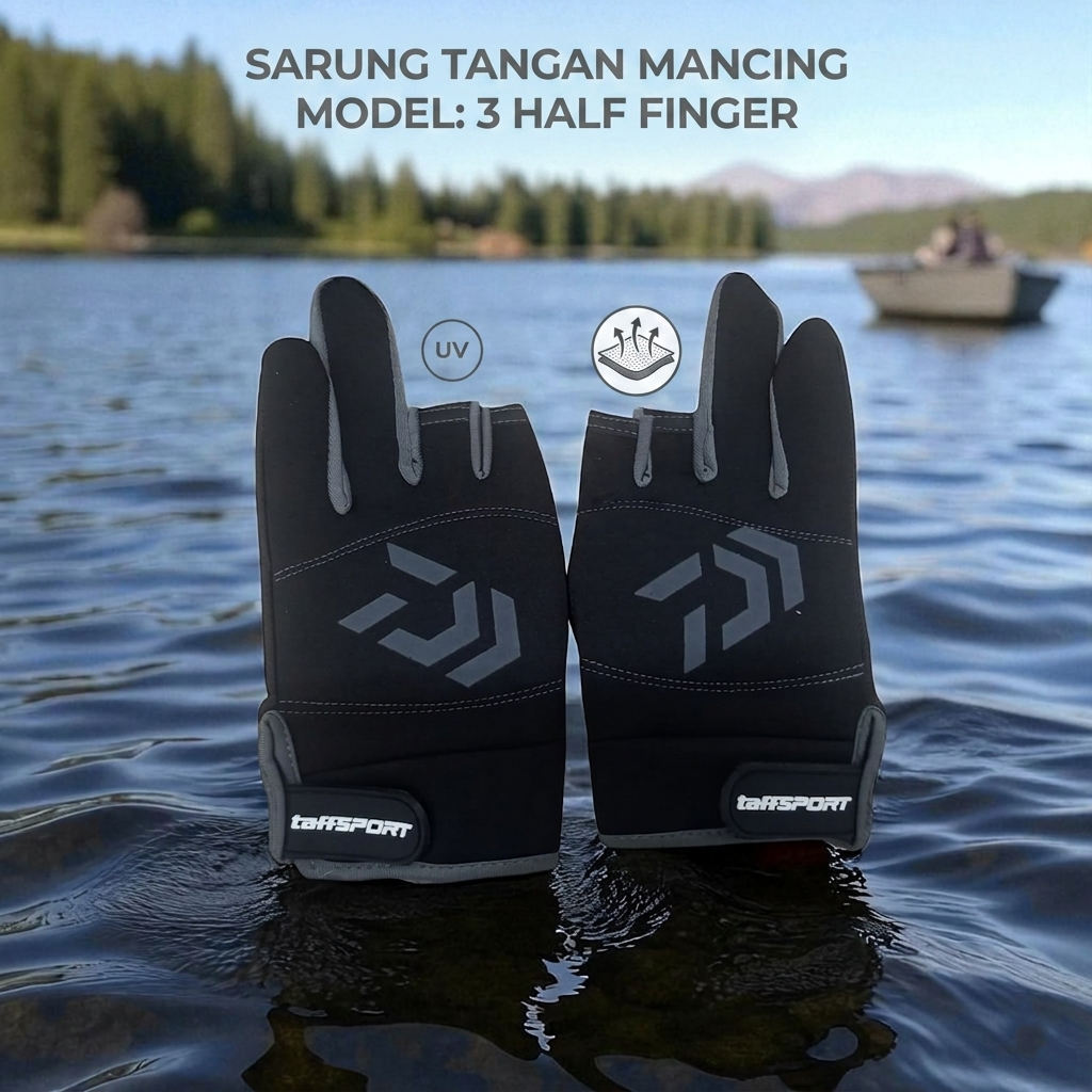 TaffSPORT Sarung Tangan Mancing Breathable Glove Half Finger 1 Pair - DW-GRTX Gambar produk TaffSPORT Sarung Tangan Mancing Breathable Glove Half Finger 1 Pair - DW-GRTX - 6