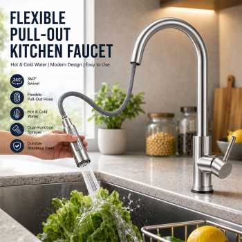 BATHE PROJECT Keran Air Angsa Fleksibel Hot and Cold with Pull Faucet - FAS-28