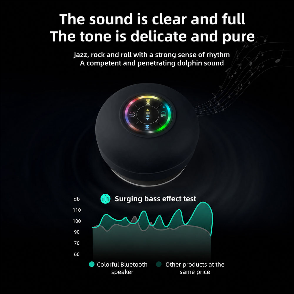MONK Speaker Bluetooth Mini LED RGB Portable Waterproof Suction Cup - S-150 Gambar produk MONK Speaker Bluetooth Mini LED RGB Portable Waterproof Suction Cup - S-150 - 5