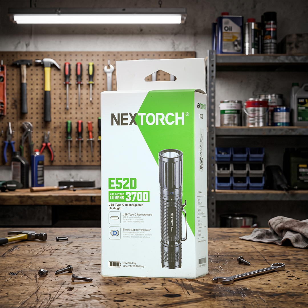 Gambar produk NEXTORCH Lampu Senter LED Mini Bright Tactical USB Type C 3700 Lumens - E52D - Kemasan