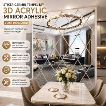KANUSHI Stiker Cermin Tempel DIY 3D Acrylic Mirror Adhesive 100U - KN-100