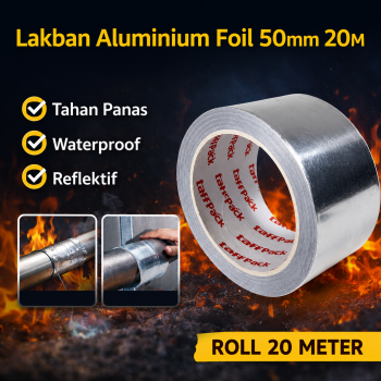 TaffPACK Lakban Aluminium Foil Tape Tahan Panas Anti Bocor 0.06mm 20M - INU161