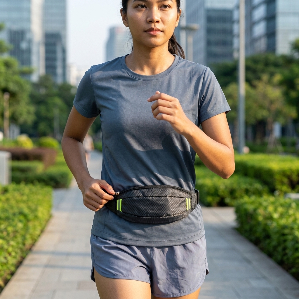 Tas Pinggang Olahraga Lari Waterproof Running Waist Bag Reflektif - DX719 Gambar produk Tas Pinggang Olahraga Lari Waterproof Running Waist Bag Reflektif - DX719 - 5