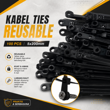 TaffGUARD Kabel Ties Zip Screw Hole Cable Reusable 100 PCS - Z150