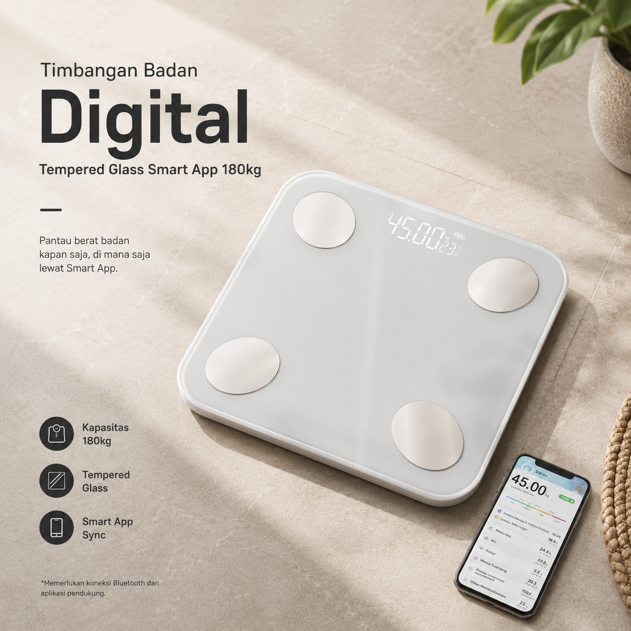 EUFY Timbangan Badan Digital Scale BMI Smart App Battery Version 180kg - FL7081 Gambar produk EUFY Timbangan Badan Digital Scale BMI Smart App Battery Version 180kg - FL7081 - Utama