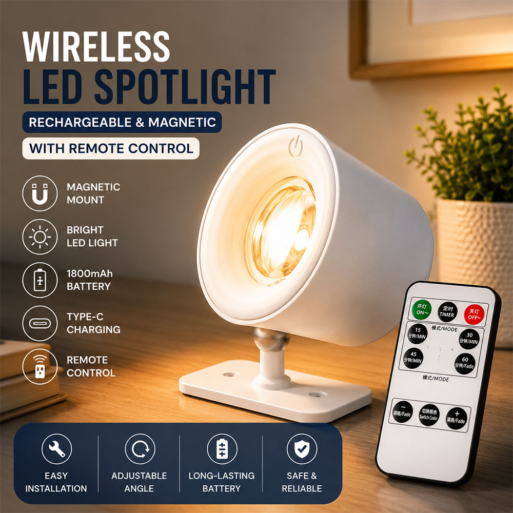 MESGET Lampu Baca Magnetik Wireless Led Spotlight Rechargeable 1800mAh - JG001 Gambar produk MESGET Lampu Baca Magnetik Wireless Led Spotlight Rechargeable 1800mAh - JG001 - Utama