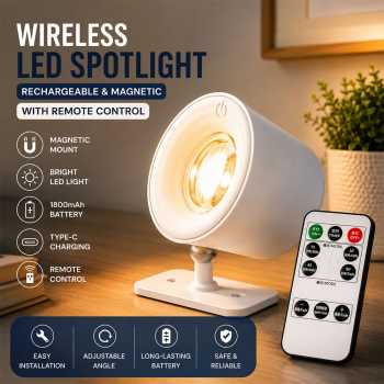 MESGET Lampu Baca Magnetik Wireless Led Spotlight Rechargeable 1800mAh - JG001