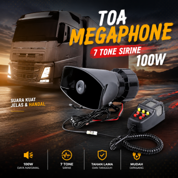 Gambar produk Saiyin Toa Megaphone Pengeras Suara Loadspeaker Horn 7Tone Sirene 100W - HW-1006