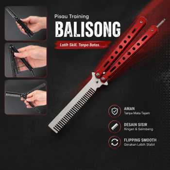Gambar produk Alloet Pisau Lipat Sisir Besi Butterfly Balisong Training Knife - LF-989