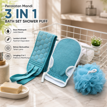 Chenmengjia Peralatan Mandi 3 in 1 Bath Set Shower Puff - BS31