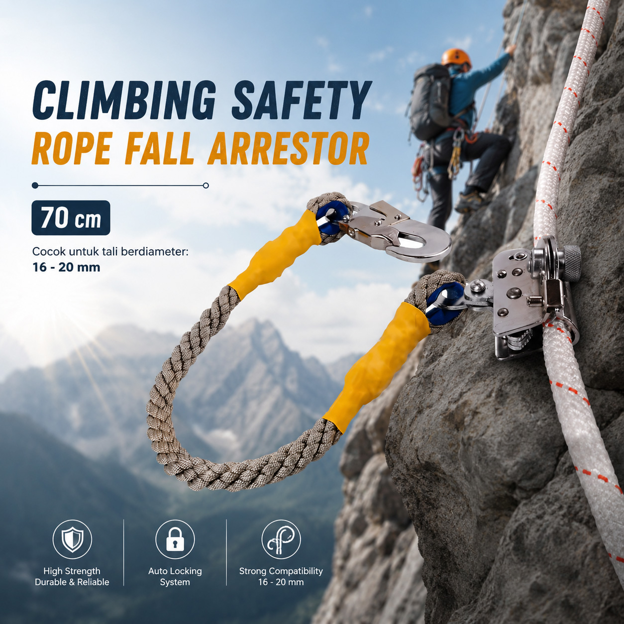PLAYFUL BAG Pengaman Pendakian Climbing Safety Rope Grab Fall Arrestor - ZL117 Gambar produk PLAYFUL BAG Pengaman Pendakian Climbing Safety Rope Grab Fall Arrestor - ZL117 - Utama