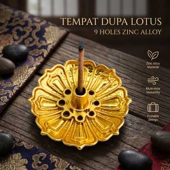 TaffHOME Tempat Dupa Single Lotus Incense Holder 9 Holes Zinc Alloy - XJ-9A