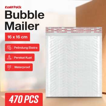 TaffPACK Bubble Mailer Kantong Packing Self Seal 80G 16x16+4cm 470PCS - TB1616