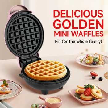 CROWNFUL Cetakan Waffle Maker Electric Mini Non Stick Coating 350W - WF-10