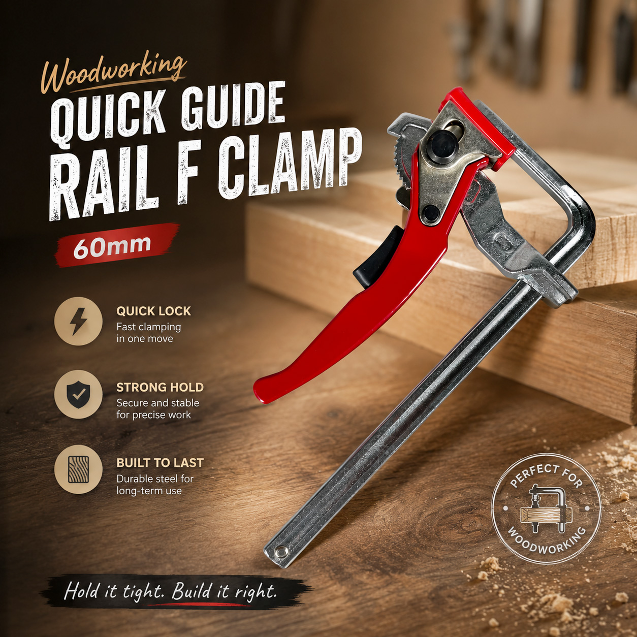 FMA Woodworking Quick Guide Rail F Clamp Multi-Functional 60mm - TDFG3 Gambar produk FMA Woodworking Quick Guide Rail F Clamp Multi-Functional 60mm - TDFG3 - Utama
