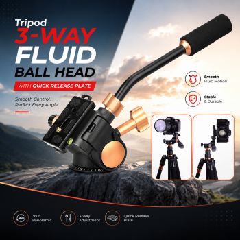 Gambar produk QZSD Tripod 3-Way Fluid Ball Head Quick Release Plate DSLR - Q08S