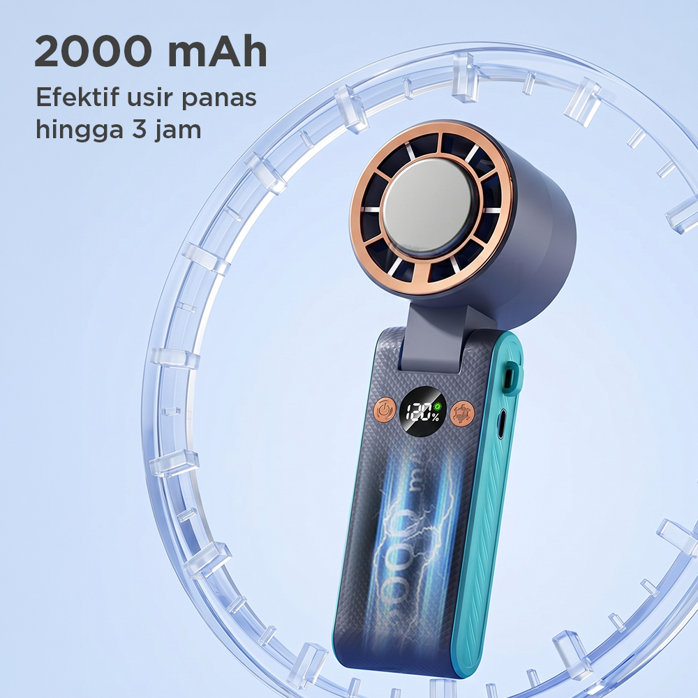 BSIDE Kipas Angin Portable Turbo 120 Speed Level LED Display 2000mAh - M8 Gambar produk BSIDE Kipas Angin Portable Turbo 120 Speed Level LED Display 2000mAh - M8 - 3