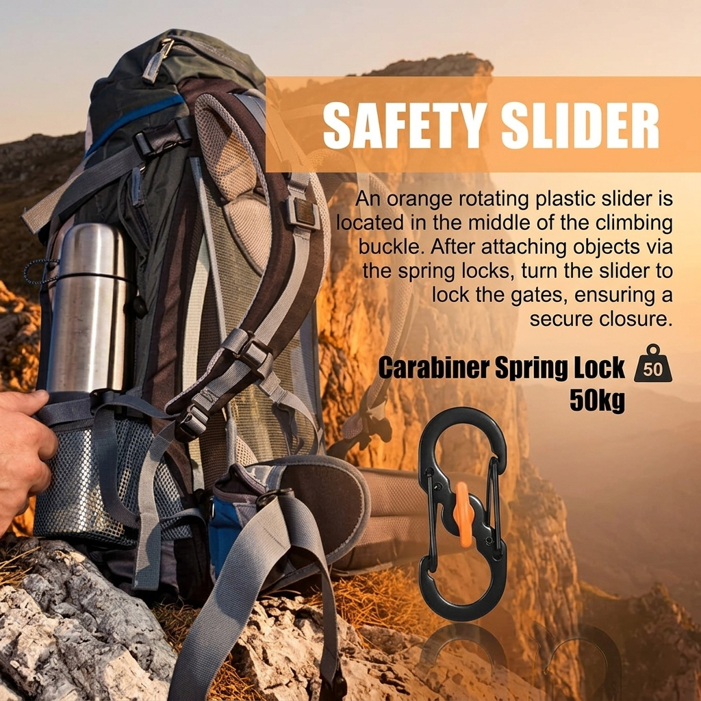 TaffSPORT Carabiner Metal Double Hook Spring Lock Gantungan Kunci 50kg - AT17 Gambar produk TaffSPORT Carabiner Metal Double Hook Spring Lock Gantungan Kunci 50kg - AT17 - Utama