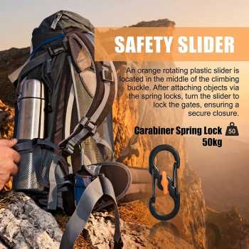 TaffSPORT Carabiner Metal Double Hook Spring Lock Gantungan Kunci 50kg - AT17