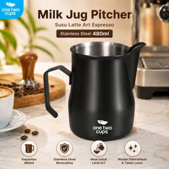 One Two Cups Milk Jug Pitcher Susu Latte Art Espresso Stainless Steel - AA050