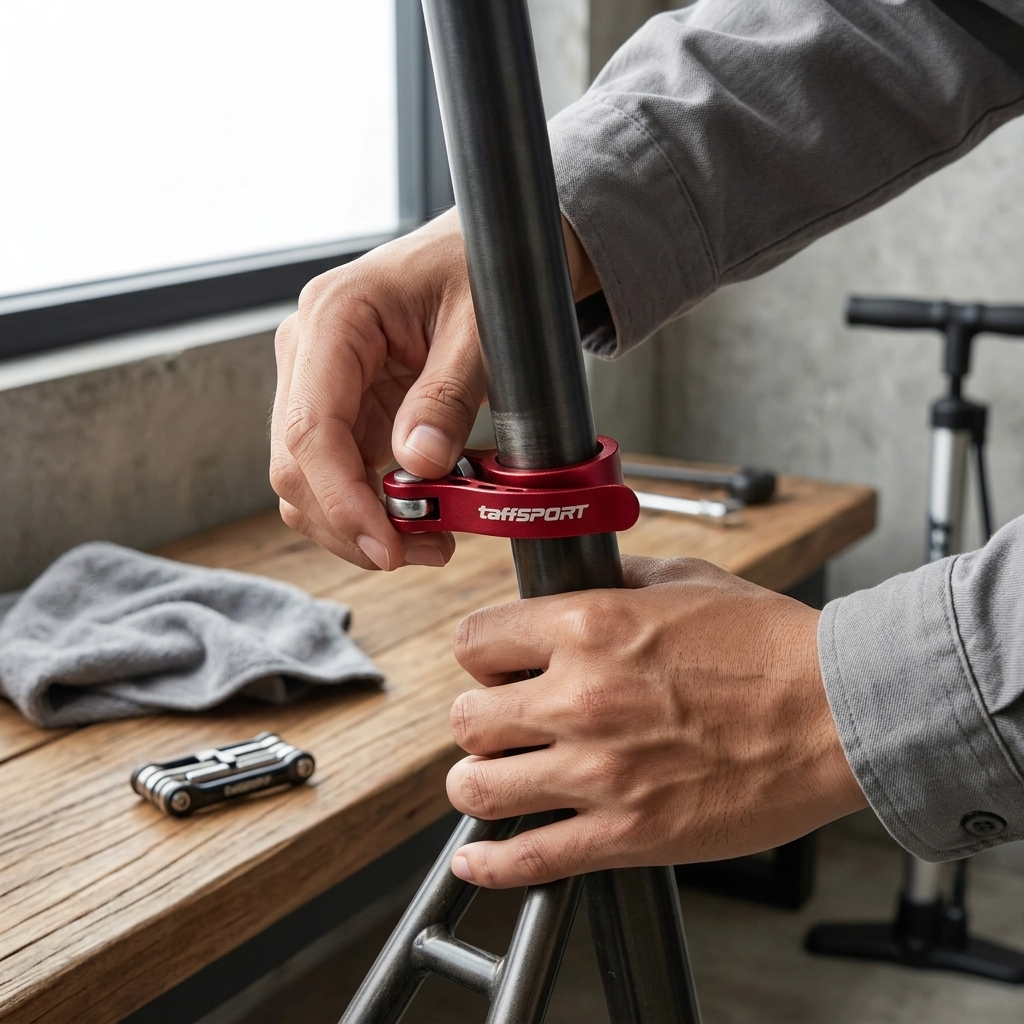 TaffSPORT Seat Post Clamp Sepeda Quick Release 31.8mm for 27.2/28.6mm - S2 Gambar produk TaffSPORT Seat Post Clamp Sepeda Quick Release 31.8mm for 27.2/28.6mm - S2 - 4