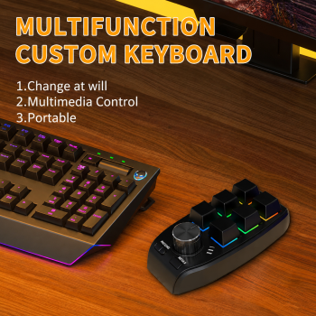 AMMTOO Keyboard Macro Pad Wired Mechanical Shortcut 6 Key 1 Knob RGB - AM7