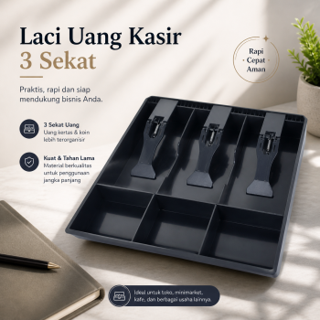 FED Laci Uang Kasir 3 Sekat Plastik Coin Cash Drawer Tray - INU146