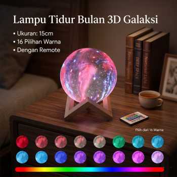 Coquimbo Lampu Tidur Bulan 3D Moon Night Light Rechargeable 16 Color - 606816