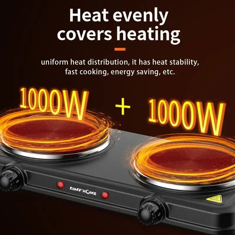 Gambar produk TaffHOME Kompor Listrik 2 Tungku Portable Hot Plate 2000W - WY-04B - 4