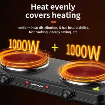 Gambar produk TaffHOME Kompor Listrik 2 Tungku Portable Hot Plate 2000W - WY-04B - 4
