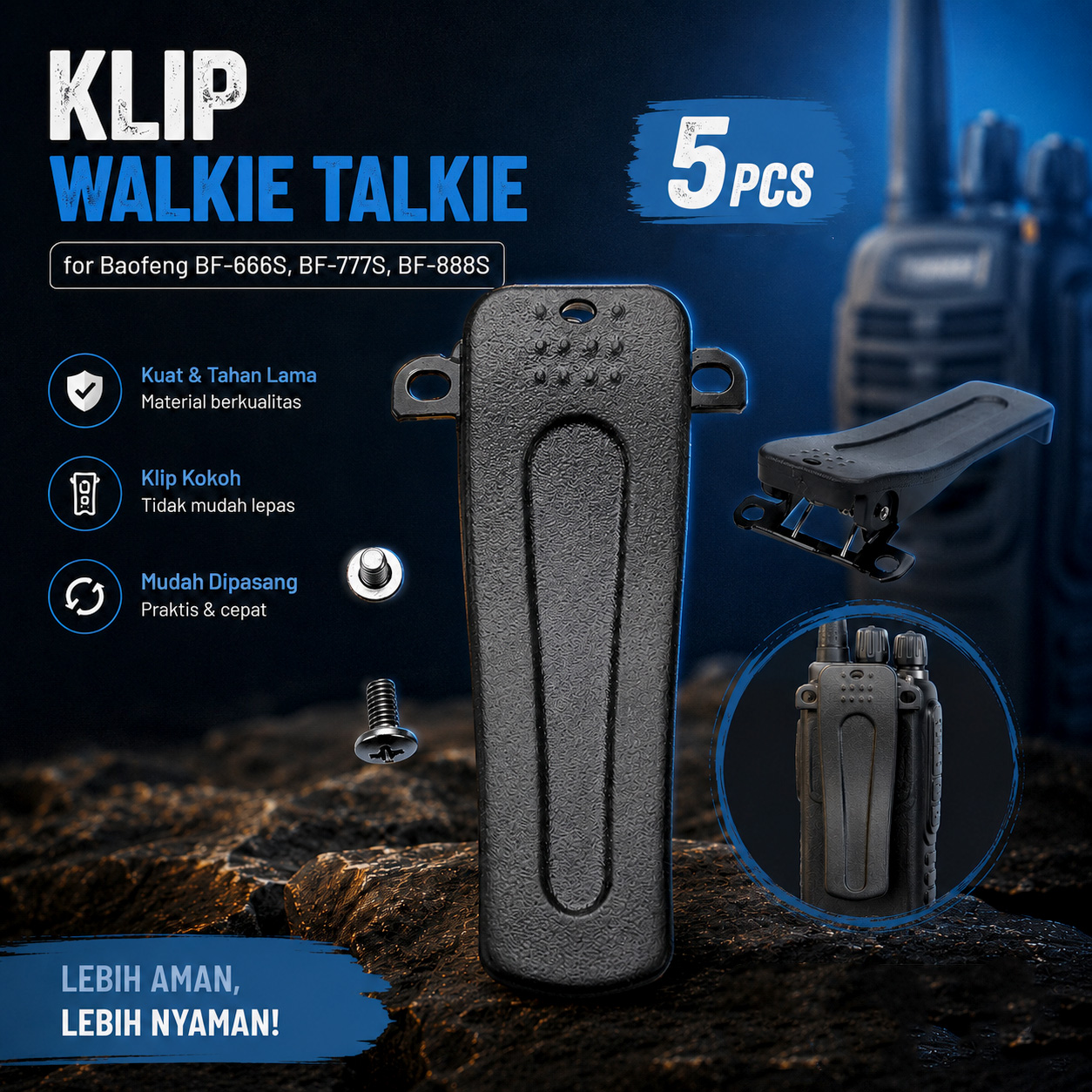 Baofeng Klip Penjepit HT Walkie Talkie Belt Clip Sabuk for Baofeng - B10 Gambar produk Baofeng Klip Penjepit HT Walkie Talkie Belt Clip Sabuk for Baofeng - B10 - Utama