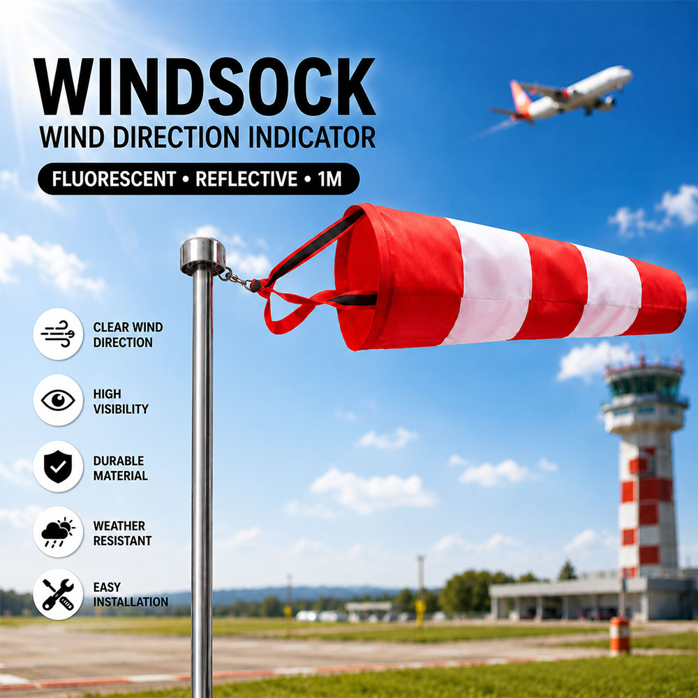 YAHON Windsock Petunjuk Arah Angin Fluorescent Reflective Airport 1M - TM-30 Gambar produk YAHON Windsock Petunjuk Arah Angin Fluorescent Reflective Airport 1M - TM-30 - Utama