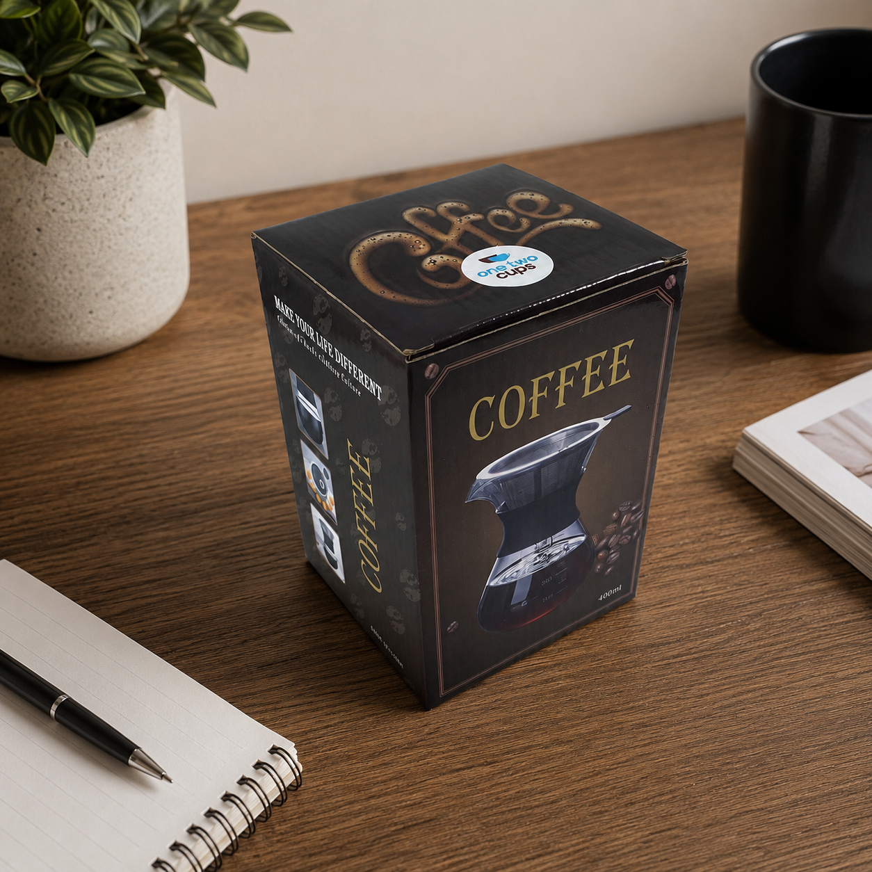 One Two Cups Coffee Server Chemex Drip Pour Over with Filter 400ml - SE112 Gambar produk One Two Cups Coffee Server Chemex Drip Pour Over with Filter 400ml - SE112 - Kemasan
