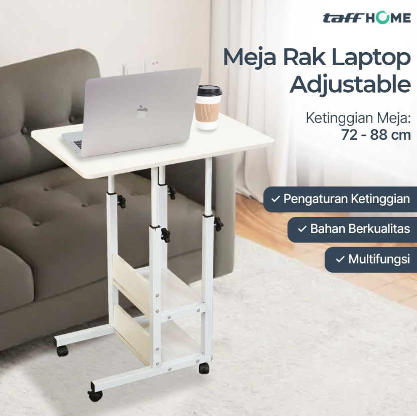 TaffHOME Meja Rak Laptop Adjustable Desk With 2 Rack - ND03 Gambar produk TaffHOME Meja Rak Laptop Adjustable Desk With 2 Rack - ND03 - Utama