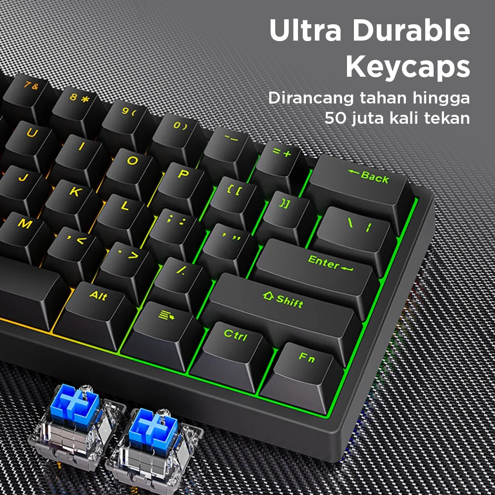 Y-FRUITFUL Mechanical Keyboard Gaming Wired Blue Switch 61 Keys - K33 Gambar produk Y-FRUITFUL Mechanical Keyboard Gaming Wired Blue Switch 61 Keys - K33 - 5