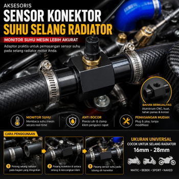 Gambar produk OTOHEROES Aksesoris Sensor Konektor Suhu Selang Radiator Mesin Motor 20mm - 1