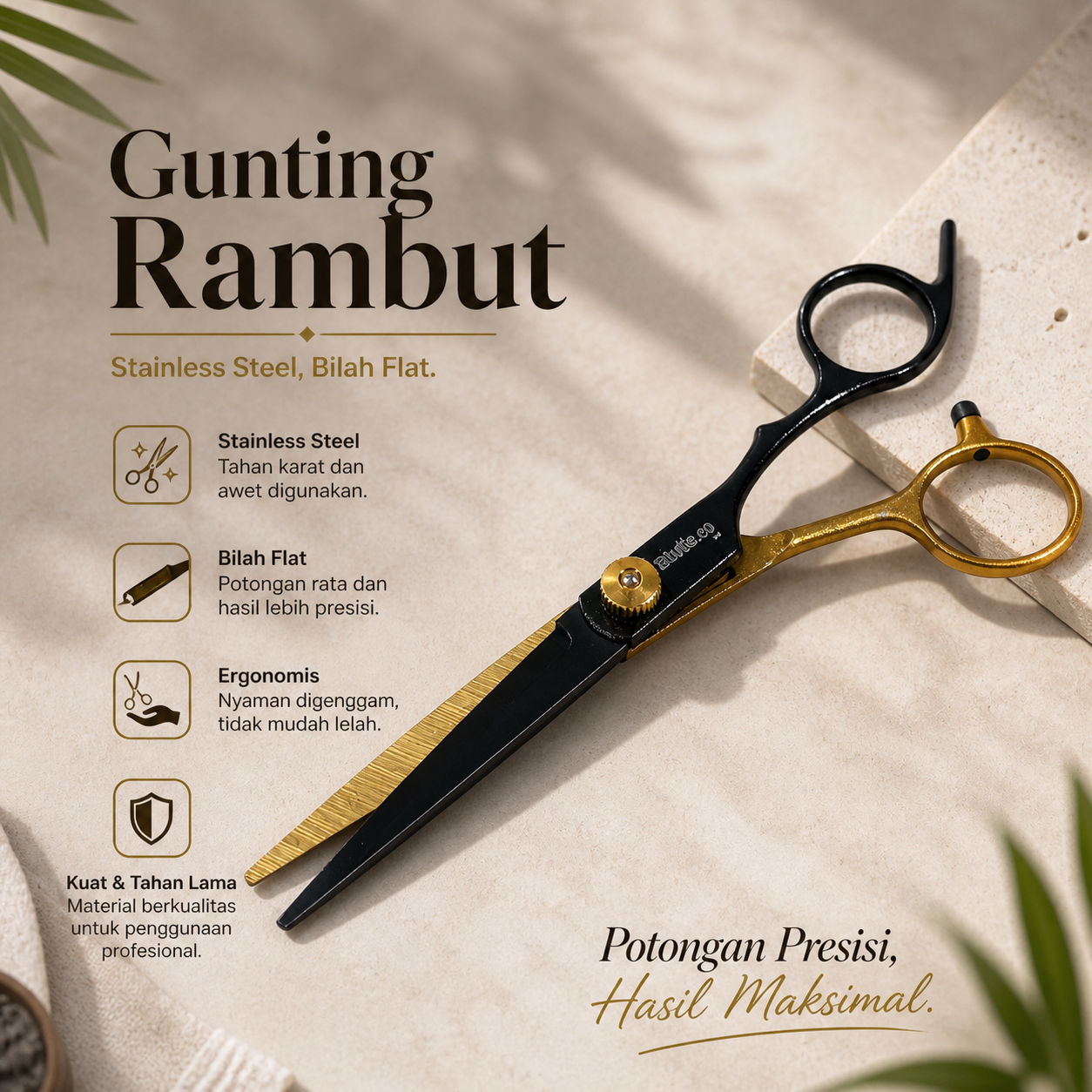 Biutte.co Gunting Rambut Scissor Blade Stainless Steel Flat - M-6 Gambar produk Biutte.co Gunting Rambut Scissor Blade Stainless Steel Flat - M-6 - Utama
