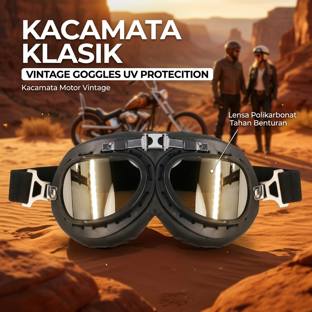 Nordson Kacamata Unisex Goggles Classic Vintage Harley UV Protection - ND1008 Gambar produk Nordson Kacamata Unisex Goggles Classic Vintage Harley UV Protection - ND1008 - Utama