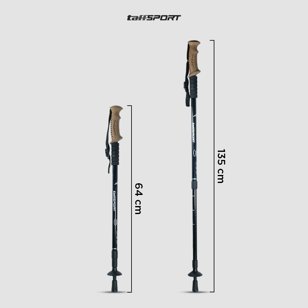 TaffSPORT Tongkat Hiking Telescopic Trekking Pole Antishock 135cm - 7075 Gambar produk TaffSPORT Tongkat Hiking Telescopic Trekking Pole Antishock 135cm - 7075 - 7