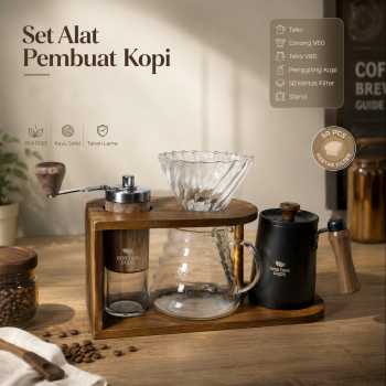 One Two Cups Set Alat Pembuat Kopi Manual Brew Coffee Bean Grinder - HS-54