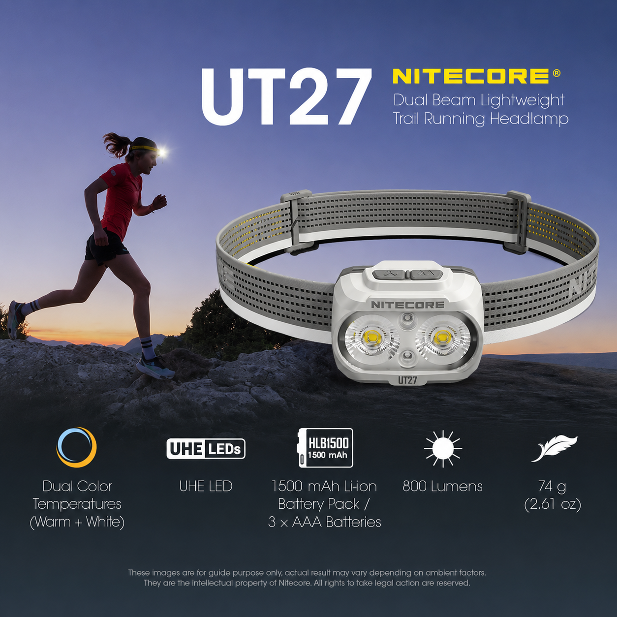 Gambar produk NITECORE Headlamp LED Senter Kepala NiteLab MCT UHE 800 Lumens - UT27 Pro - Utama