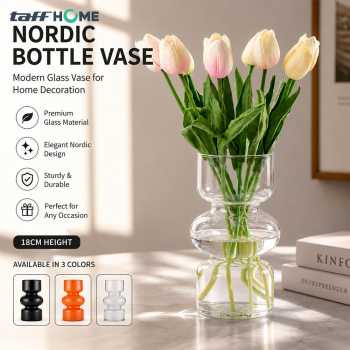 TaffHOME Vas Bunga Kaca Nordic Bottle Vase Flower Pot Home Decor 18cm - AM-18